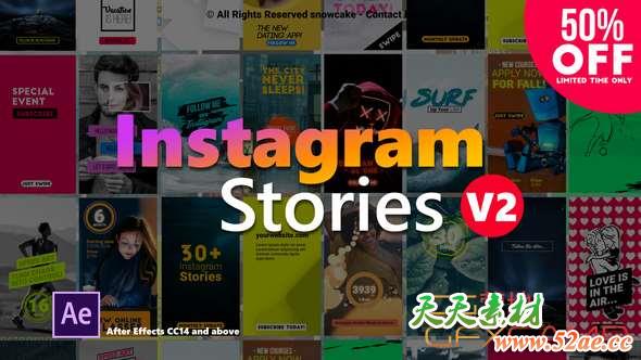 AE模板-INS网络视频时尚宣传包装 Instagram Stories V2-天天素材网