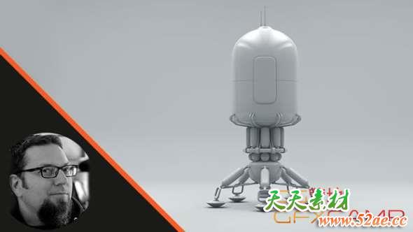 飞船着陆器C4D建模教程 Udemy – Model a Spaceship Lander in Cinema 4D-天天素材网