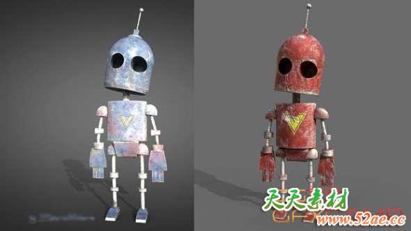 三维机器人建模贴图教程 Udemy – Model and Texture old Robot in Maya and Substance Painter-天天素材网