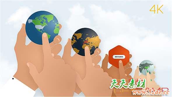 AE模板-扁平化手持Logo动画 Hands Logo Reveal-天天素材网