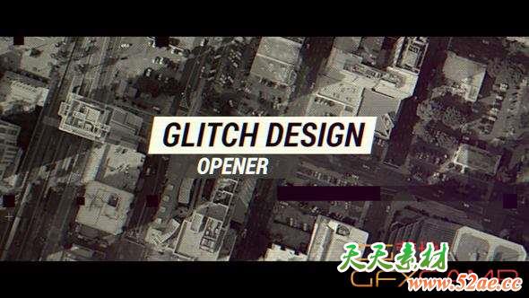 Apple Motion模板-信号损坏视频开场 Glitch Design Opener-天天素材网