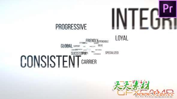 PR预设-节奏感文字汇聚片头 A Few Notes-天天素材网