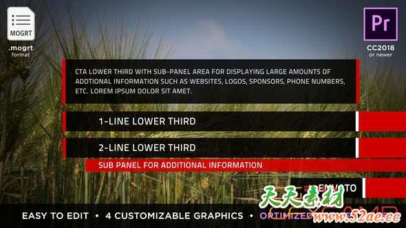 PR预设-简洁文字标题字幕条动画 Clean Titles & Lower Thirds-天天素材网