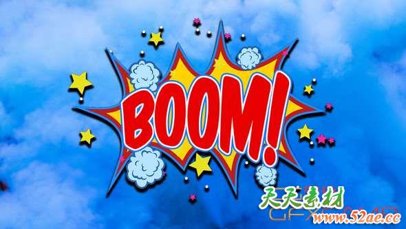 PR预设-卡通漫画对话框气泡动画 Comic Bubbles MOGRT-天天素材网