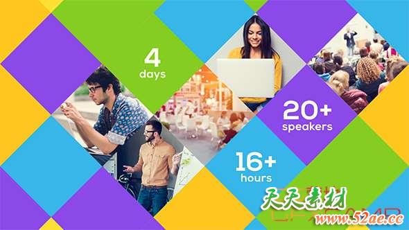 AE模板-图形翻转活动包装宣传片头 Event Promo-天天素材网