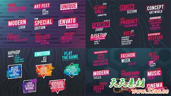 AE模板-纹理背景文字标题动画 Ultimate Titles Package-天天素材网