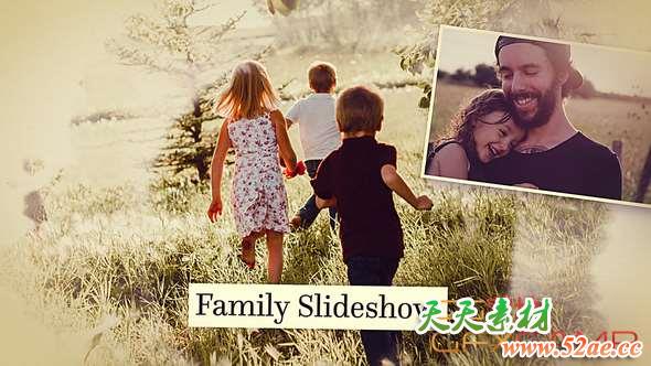 AE模板-家庭照片相册水墨遮罩幻灯片开场 Family Slideshow-天天素材网