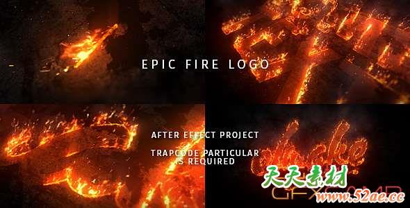 AE模板-火焰描边燃烧Logo动画 Epic Fire Logo-天天素材网