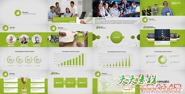 AE模板-商务绿色经济环保公司宣传包装 Corporate Video Package-天天素材网