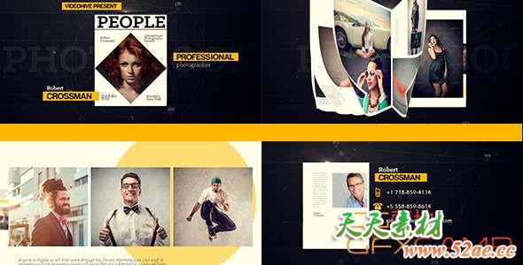 AE模板-时尚杂志翻书图片展示片头 Photobook-天天素材网