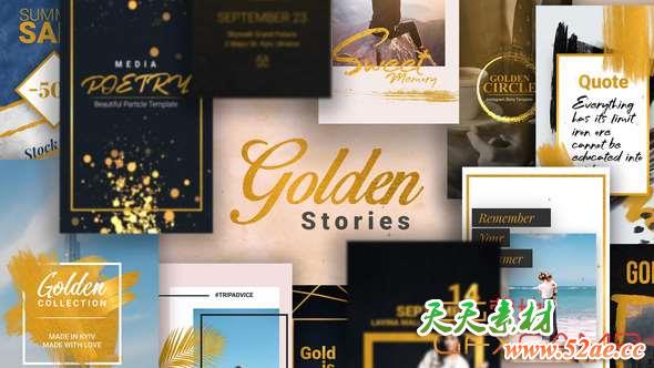 AE模板-金色时尚奢华INS网络视频包装宣传 Golden Stories Animated Stories for Instagram-天天素材网