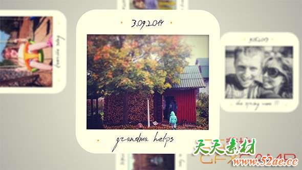 AE模板-拍立得照片相册空间感展示片头 Slideshow Constructor-天天素材网