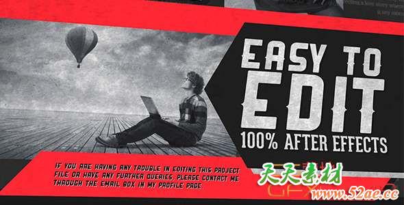 AE模板-复古时尚杂志开场 Retro Magazine Promo-天天素材网