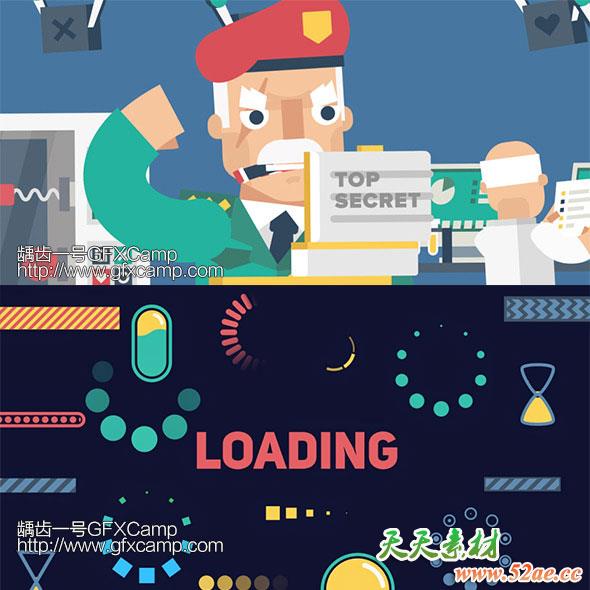 AE模板-540+扁平化MG动画基本图形元素包-天天素材网