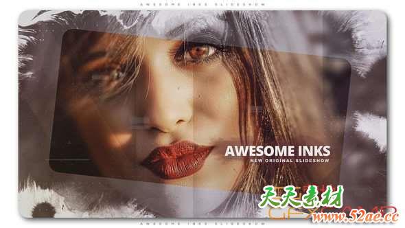 AE模板-水墨遮罩幻灯片开场 Awesome Inks Slideshow-天天素材网
