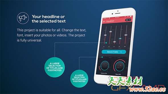 AE模板-iPhone手机APP介绍展示动画片头 Phone Presentation Pack-天天素材网