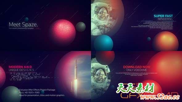 AE模板-奇幻星球遮罩图片开场 The Meet Spaze Opener-天天素材网