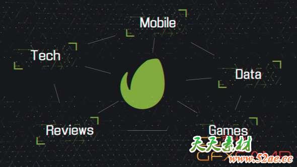 AE模板-科技感连线Logo动画 Tech Grid Logo-天天素材网