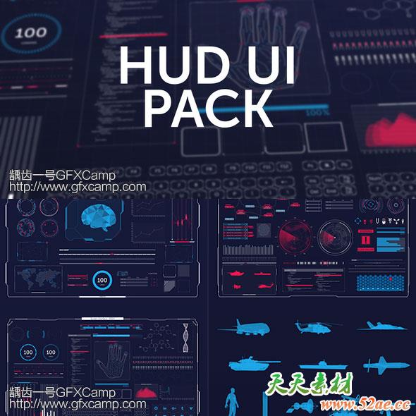 AE模板-180组HUD UI界面高科技科幻屏幕动画元素-天天素材网