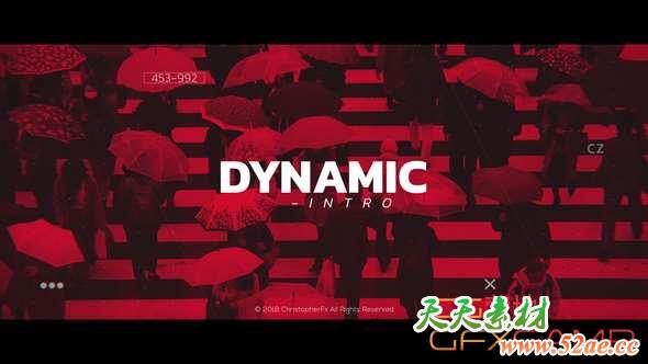 AE模板-动感时尚视频片头 Dynamic Intro-天天素材网