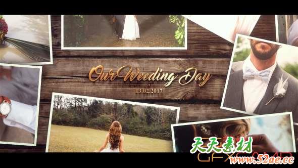 AE模板-高贵婚礼相册照片开场 Wedding Gold Slideshow-天天素材网