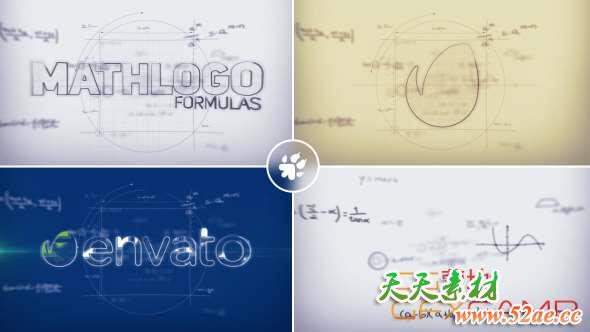 AE模板-数学公式汇聚Logo动画 Math Formulas Logo Reveal-天天素材网