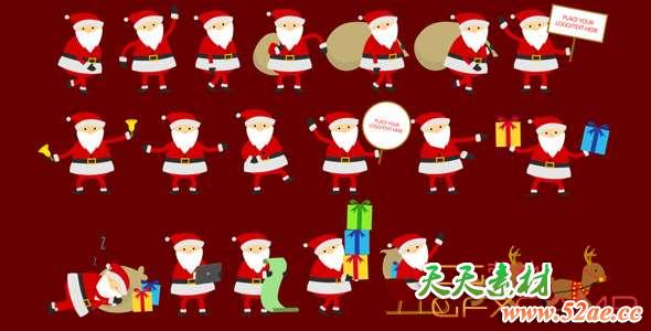 AE模板-卡通圣诞老人动画 Santa Animation & Greetings-天天素材网