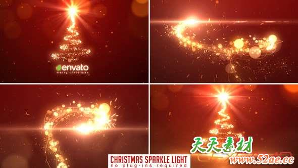 AE模板-圣诞节光效动画开场 Christmas Sparkle Light-天天素材网