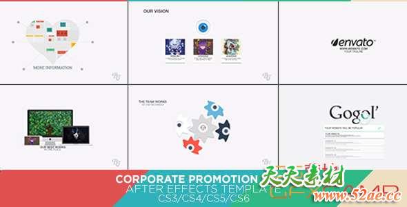 AE模板-扁平化创意商务合作宣传MG动画片头 Corporate Promotion Pack-天天素材网