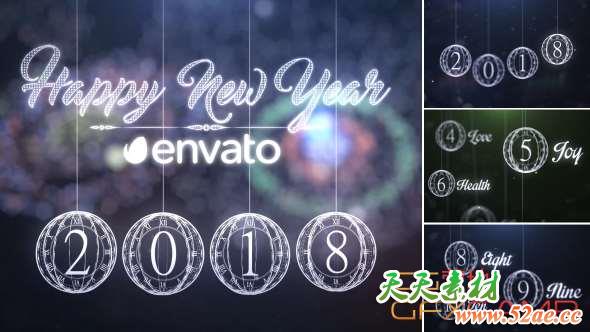 AE模板-2018新年倒计时动画 Happy New Year Countdown-天天素材网