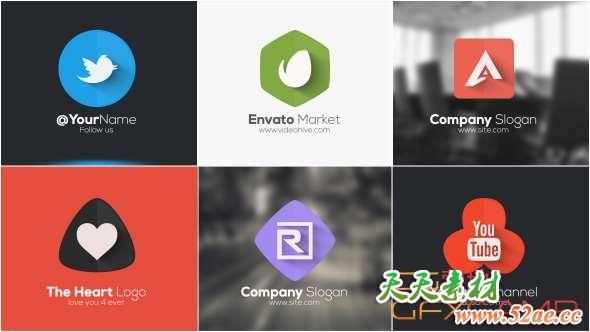 AE模板-扁平化简洁Logo动画 Short Minimal Logo-天天素材网