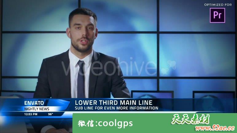 PR模板下载 电视台新闻广播栏目包装字幕条工程文件| MOGRT-天天素材网