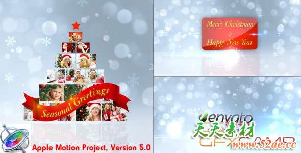 Apple Motion模板-圣诞节相册片头 Christmas Greetings-天天素材网