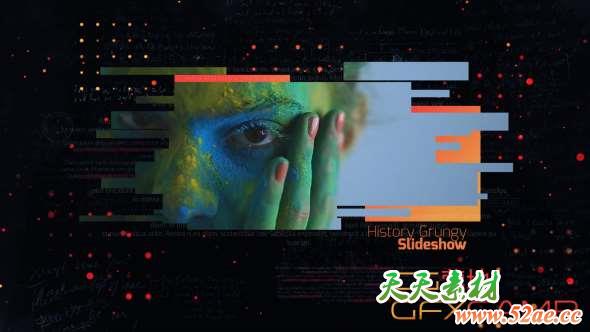 AE模板-水墨遮罩历史时间线视频片头 History Grungy Slideshow-天天素材网