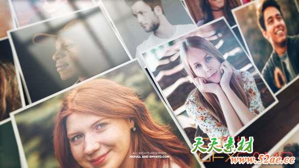 AE模板-图片翻转照片墙相册开场 Mosaic Photo Reveal-天天素材网