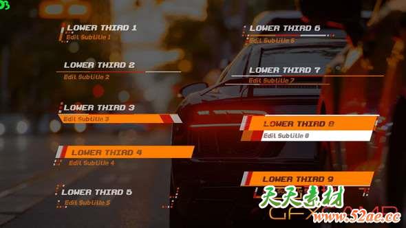 AE模板-赛车人名字幕条动画 Racer Lower Thirds-天天素材网