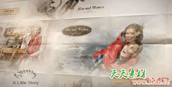 AE模板-纸张晕染回忆相册故事片头 A Little Story-天天素材网