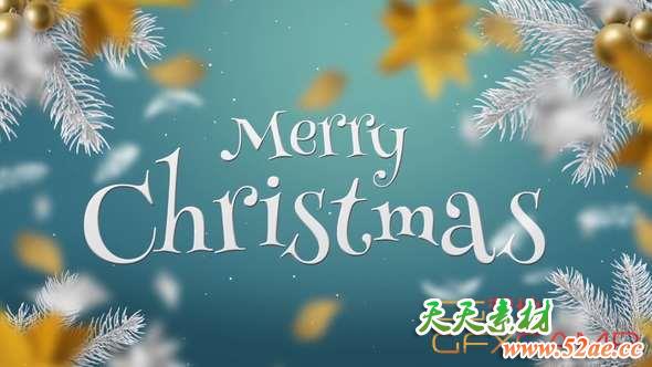 AE模板-温馨圣诞节照片相册片头 White & Gold Christmas Slideshow-天天素材网