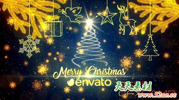 AE模板-热闹圣诞节片头 Christmas Wishes-天天素材网