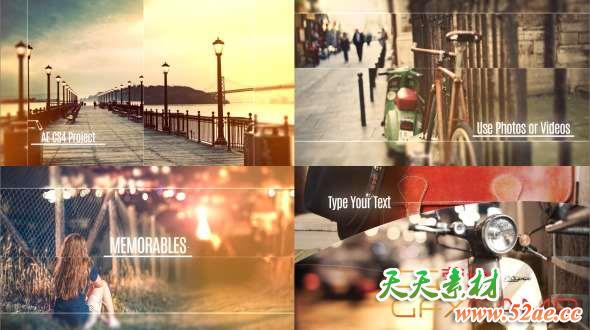 AE模板-复古图片遮罩开场 Memorables-天天素材网