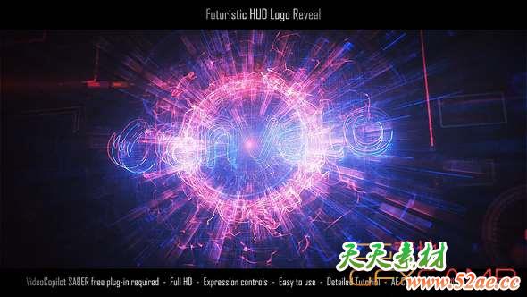 AE模板-科幻Logo动画 Futuristic HUD Logo Reveal-天天素材网