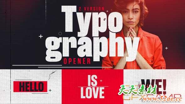AE模板-节奏感文字图片开场 Typography-天天素材网