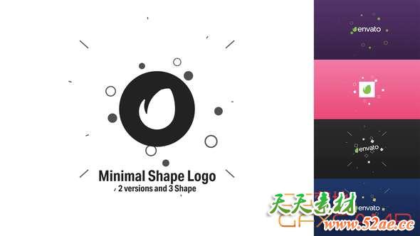 AE模板-创意图形Logo动画 Minimal Shape Logo-天天素材网