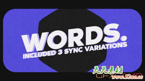AE模板-复古文字快闪片头 Words Stomp-天天素材网