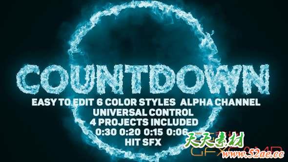 AE模板-火焰数字倒计时动画 Pyro Countdown-天天素材网