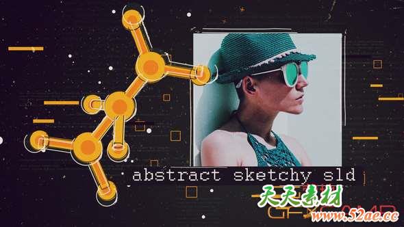 AE模板-卡通化学元素图片展示包装片头 Abstract Sketchy Slideshow-天天素材网