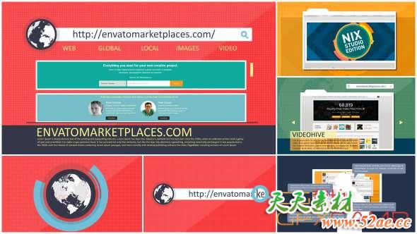 AE模板-扁平化网站宣传动画片头 Website or Webpage Stylish Promotion-天天素材网