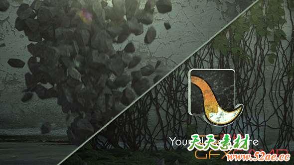 AE模板-石头汇聚破碎Logo动画 Fractions Storm Logo-天天素材网