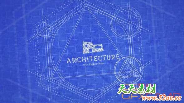 AE模板-蓝图线条设计Logo动画 Blueprint Logo Reveal-天天素材网