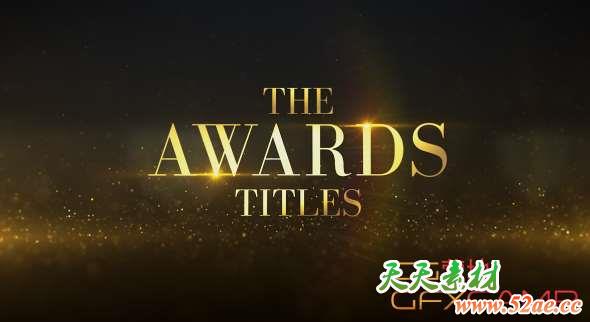 AE模板-金色粒子颁奖文字标题开场 Awards Titles-天天素材网